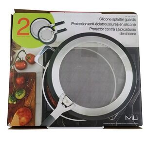 MIU Silicone Splatter Guards 2 Piece Oil Splash Screen Set Silver New Kitchen